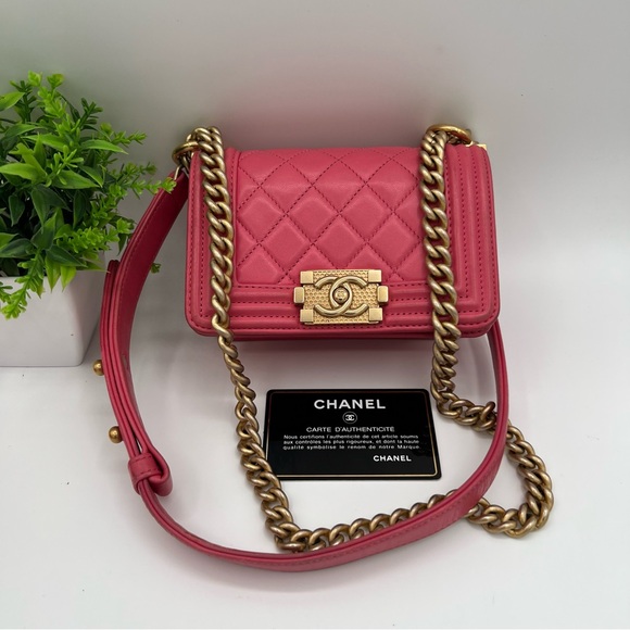 Chanel boy mini shoulder bag ❤️pink lambskin - Picture 11 of 11